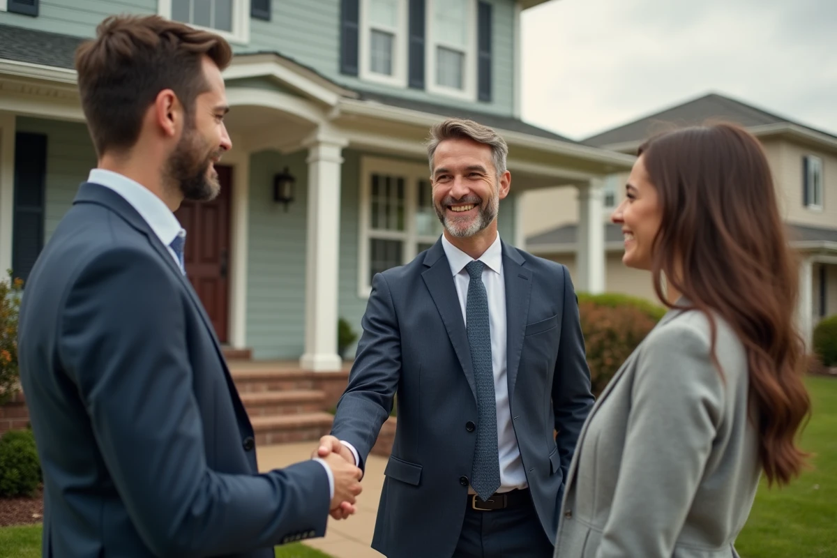 Agent immobilier souriant serrant la main d