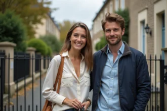 Jeune couple tenant les clés de leur maison dans une ville de banlieue parisienne abordable en Île-de-France