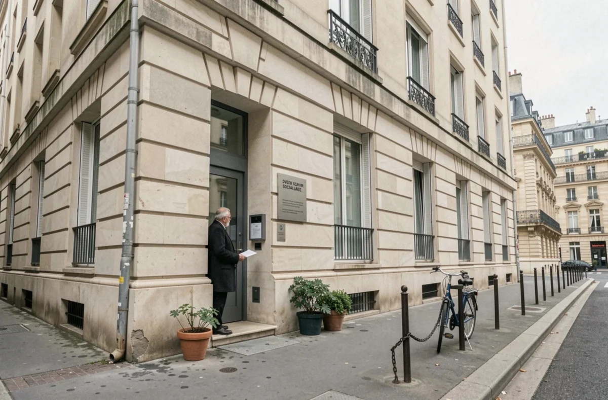 Façade d'un centre d'hébergement et d'accompagnement social rue des Frères Flavien dans le 20e arrondissement de Paris