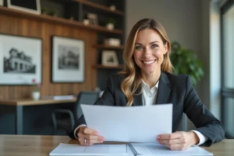 Femme d affaires élégante dans un bureau lyonnais