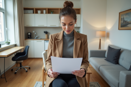 Jeune femme professionnelle dans un appartement moderne