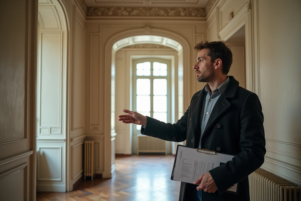 Repéreur de lieux évaluant un appartement haussmannien pour un tournage professionnel