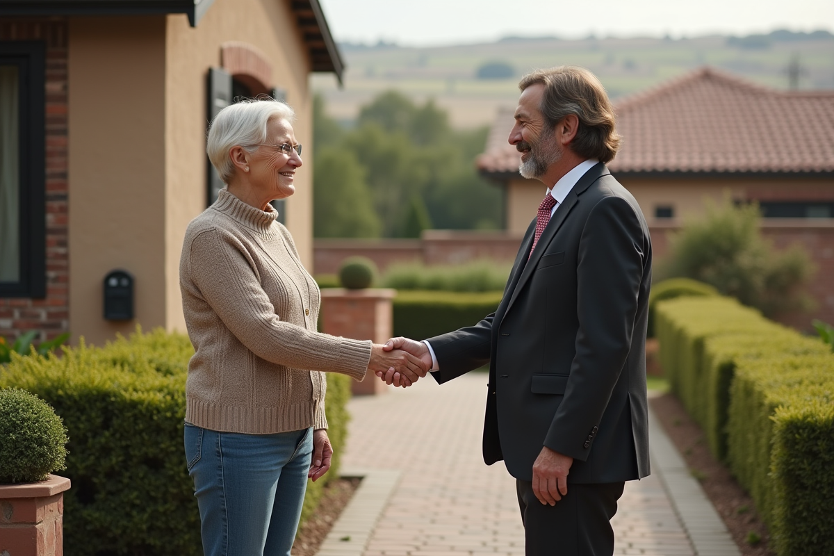 Femme senior serrant la main d